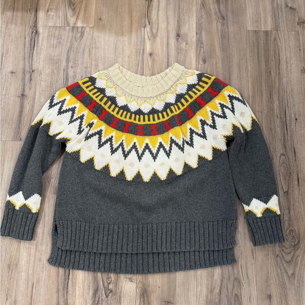 Aerie Gray and Multicolor Patterned Sweater